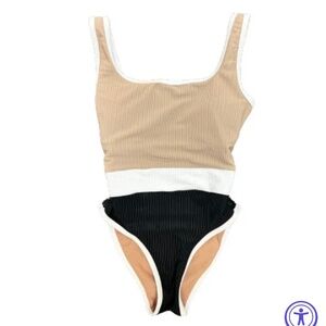 LainSnow Tan and Black One Piece Swimsuit